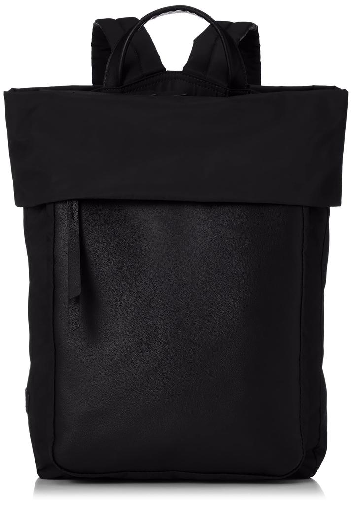 Recycled Nylon X Cow Leather Wrap Black [Isaac] Backpack, Backpack, Women's, 2001004, (10)
