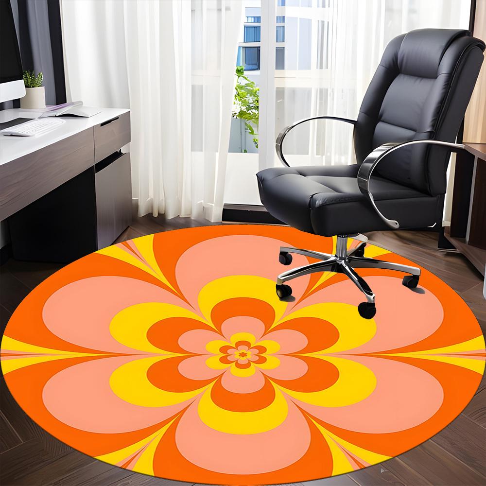 1pc Floral Mandala Office Round Area Rug, Indoor Mat Suitable For Office, Under Office Chairs Bedroom Living Room Home Decor, Room Deco