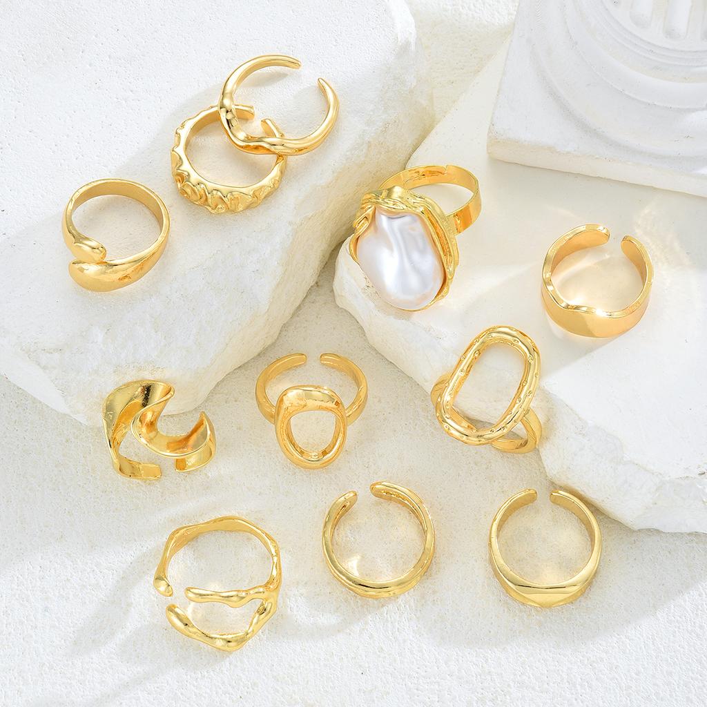 17KM 11 Piece Irregular Shaped Ring Fashion Jewelry Set Women Trendy Shiny Daily Party Accessory Decorative Gift Idea