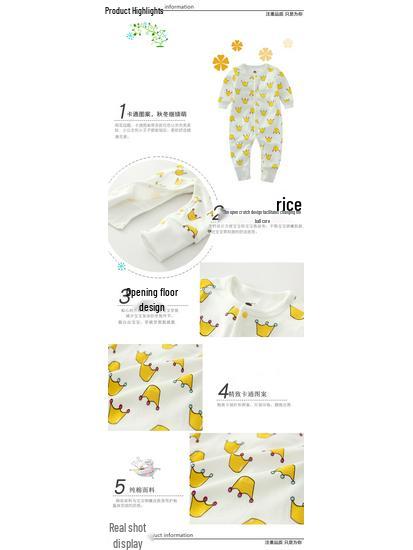 Erkek ve Kız Çocuklar İçin Saf Pamuk Uzun Kollu Bebek Tulumu - Dört Mevsim İçin Çift Katmanlı