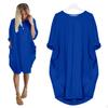 Women's Casual Loose Pocket Long Sleeved Chubby Girl Dress