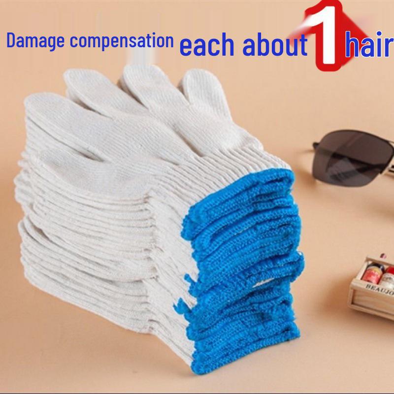 

Men s Cotton Work Gloves: White Gauze, Anti-Freeze, Warm, Dotting, Protective.
