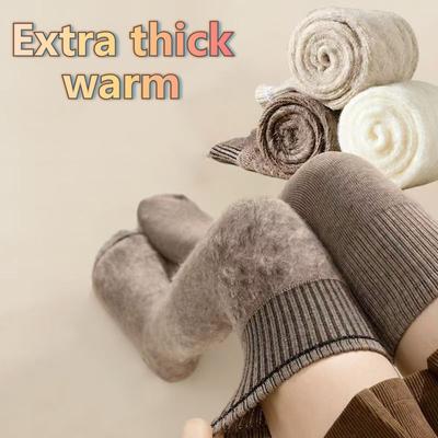 Autumn And Winter Cashmere Knee Socks Women's Padded And Thickened Warm Terry Thigh Socks High Non-slip Stockings