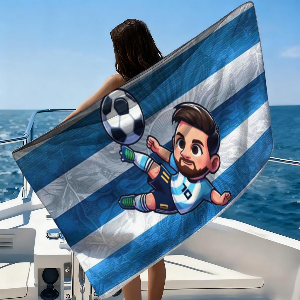 1pc Chibi Messi Beach Towel the 10th Towel Large Quick-drying Towel For Beach Pool Yoga Gym Relax At Home Towel Gift for Friends