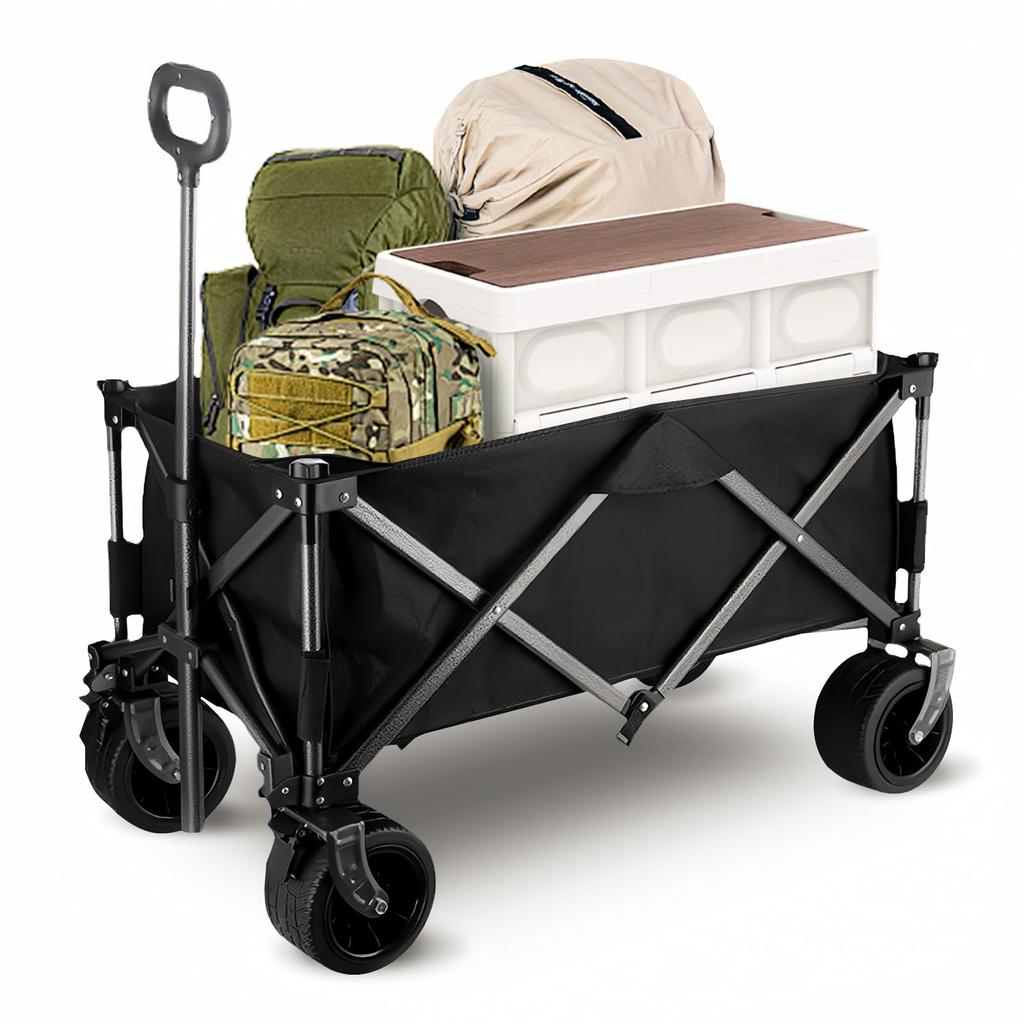 Carrello Portatutto Carrello da Esterno Carrello Carrello Pieghevole da Campeggio Carrello da Campeggio Dotato di Ruote Larghe Veloce Campeggio Pesca Trasporto Bagagli Grande Capacità