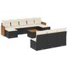 Vidaxl 11-Cz. Garden Lounge Set, Cushions Black Rattan Pe