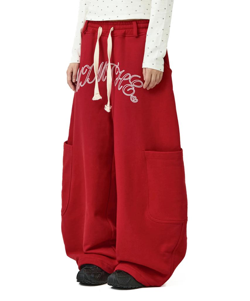 Mimdeowodeulobeu Bolo Print Wide Pants_Red