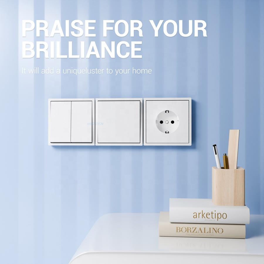 Commercial Electrical Wall Button Switch White Black Gold Grey Color New Design Big Rocker PC Panel Wall Light Switch