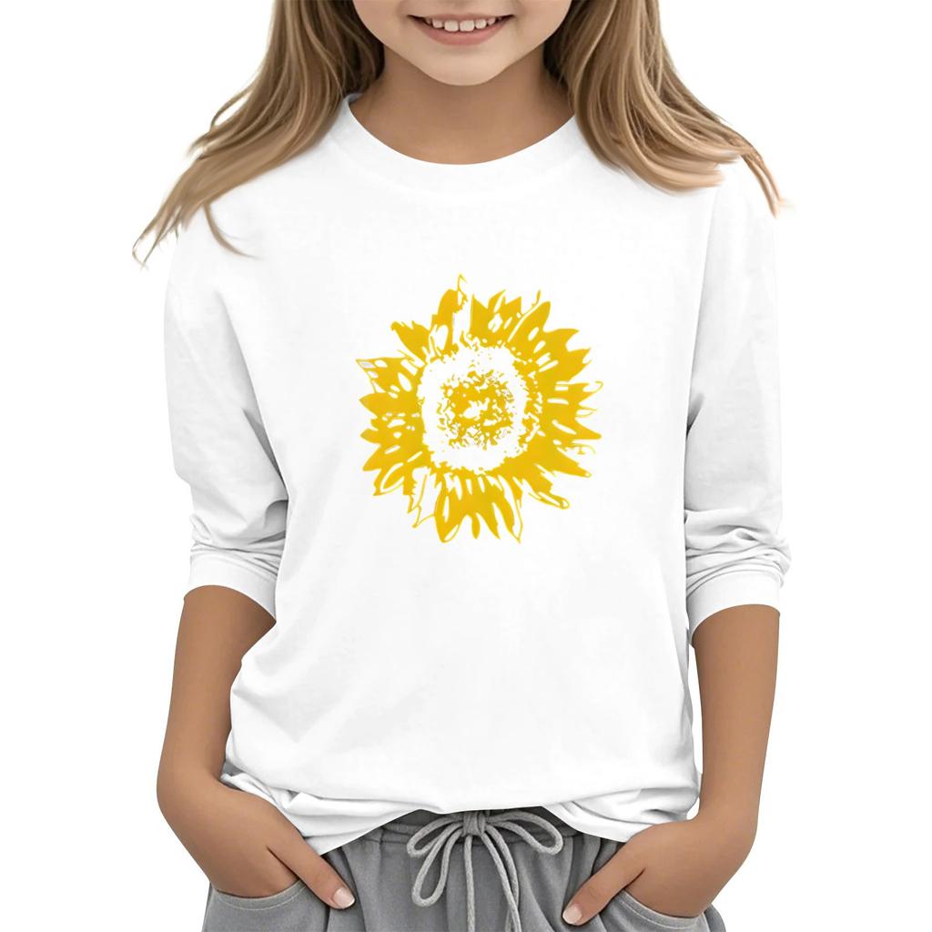 Children's 3/4 Sleeve O-neck Daily Casual Printed Top