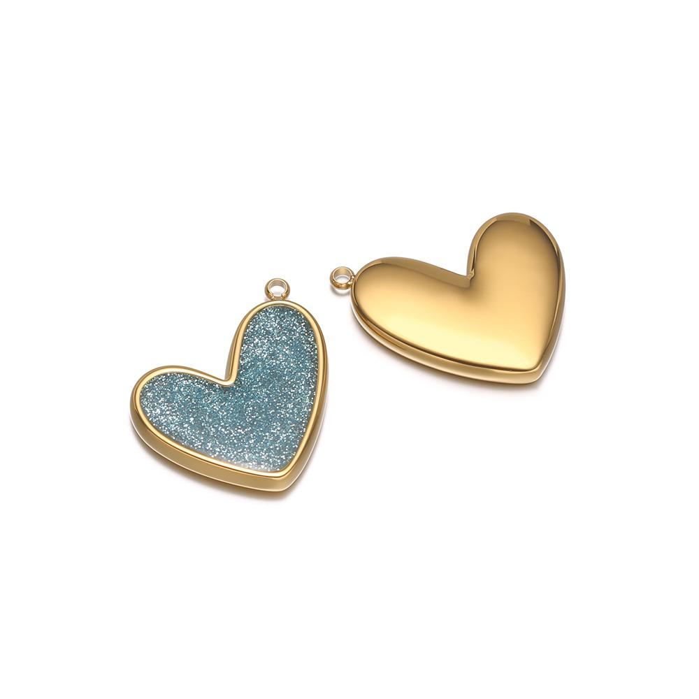 5pcs Stainless Steel Glittering Enamal Heart Charms Pendants for DIY Jewelry Lovers Necklace Findings Couples Bracelets Making