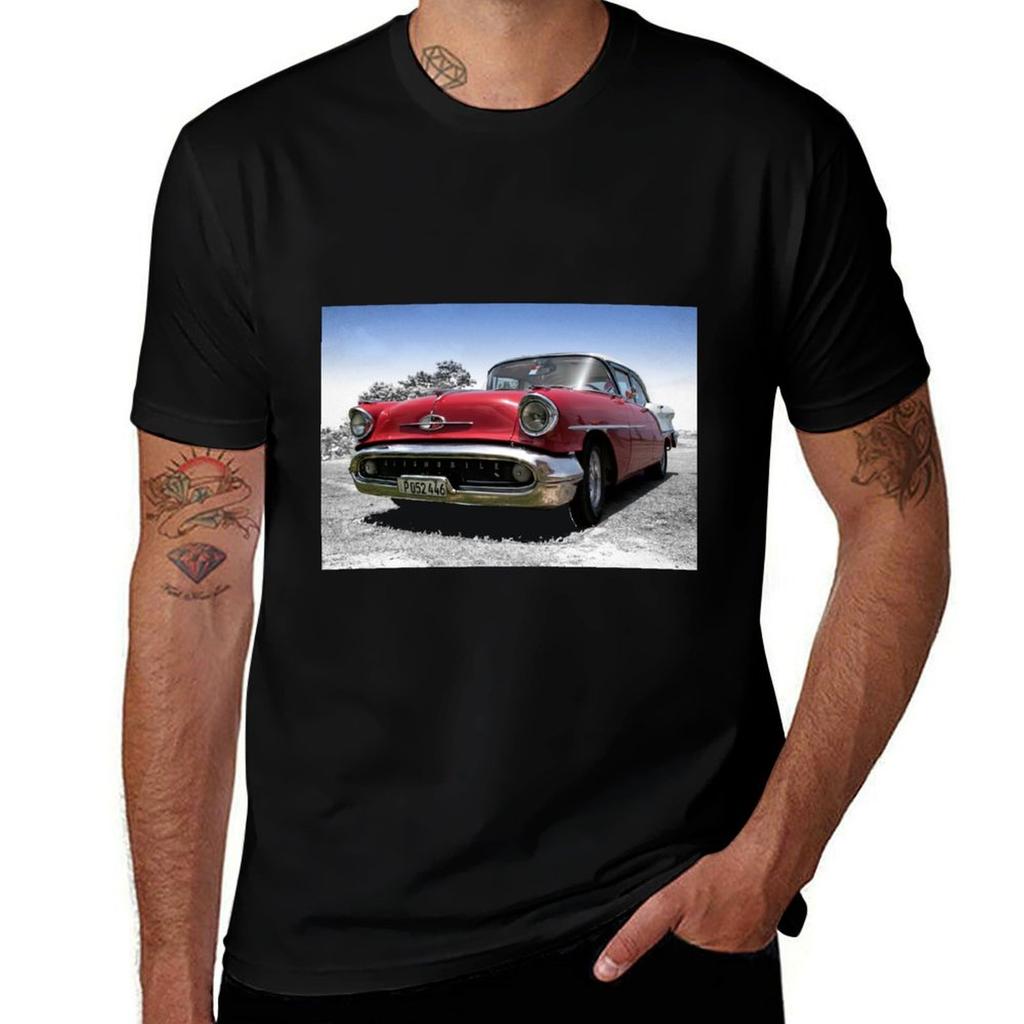 1957 Oldsmobile Super 88 T-Shirt Art Pattern Printed Casual Top
