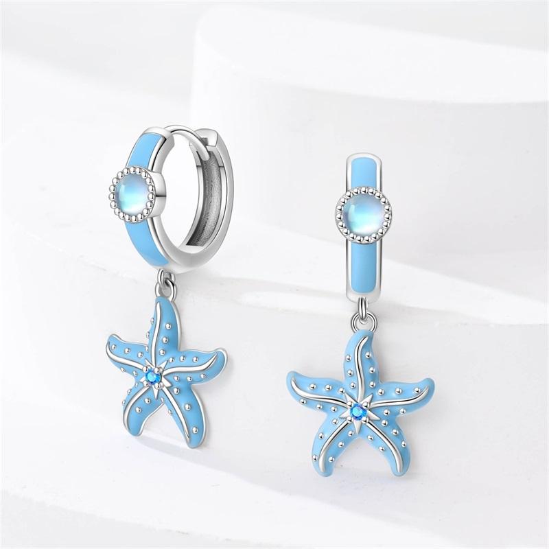Stud Earrings For Women Copper Colorful Starfish Shell Sparkling Butterfly Luxury Fine Jewelry Girl'S Earrings