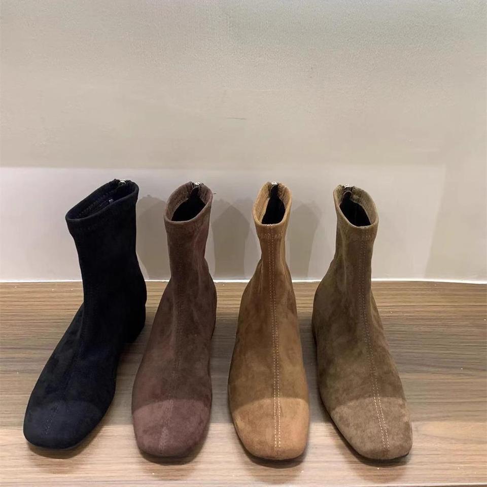 Short Boots Women's Spring and Autumn Single Boots 2025 New Versatile Simple Thick Heel Martin Boots Suede Korean Small Ankle Boots Thin Boots