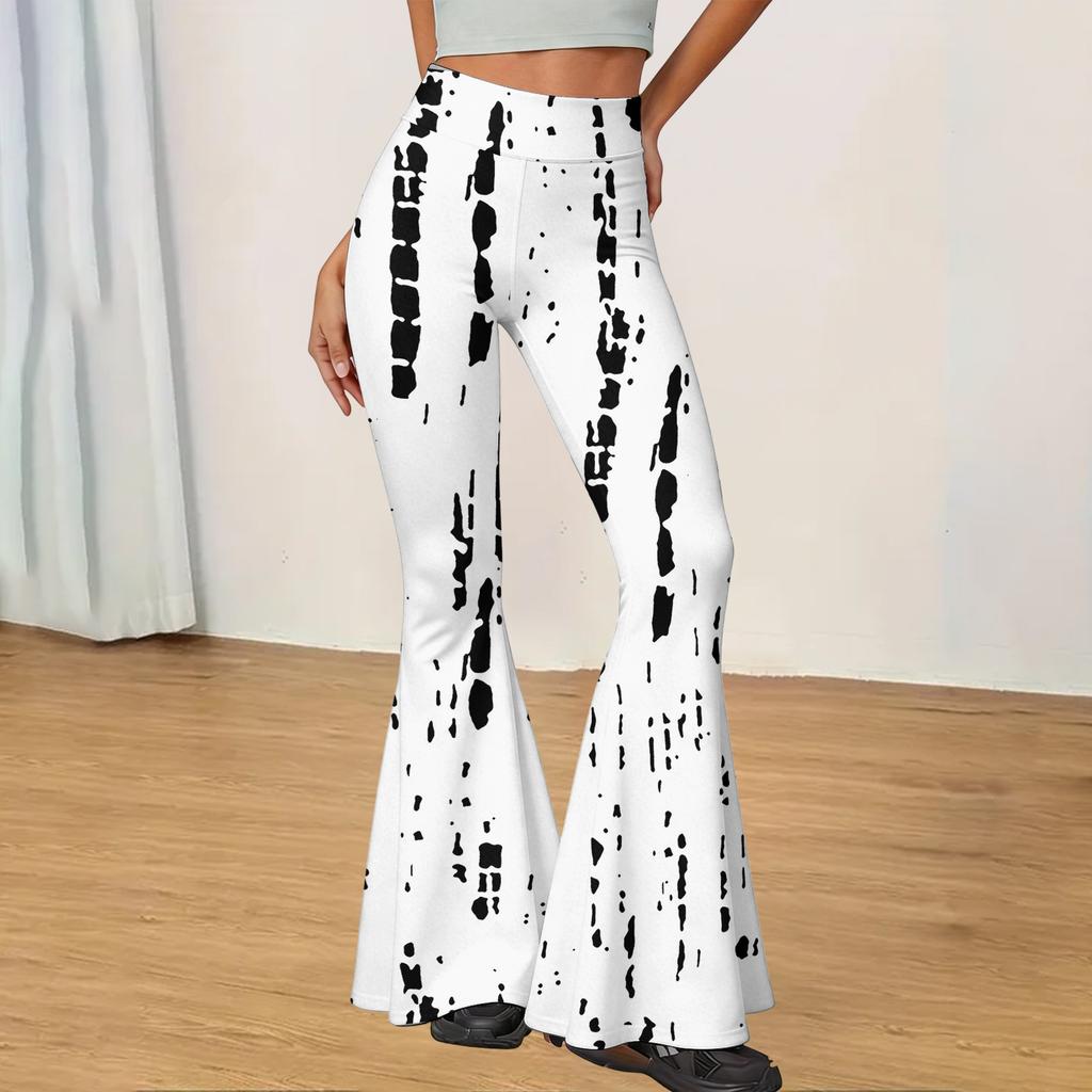 High Waist Bootcut Hosen für Damen Dehnbar Schlank geschnitten Lässige Hosen Yogahosen mit Aufdruck Geeignet für den täglichen Gebrauch