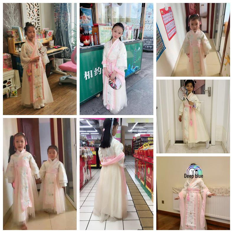 Dívčí Hanfu: 2024 Jaro/Podzim Tradiční čínský kostým - Ruqun ve stylu Tang s kříženým límcem