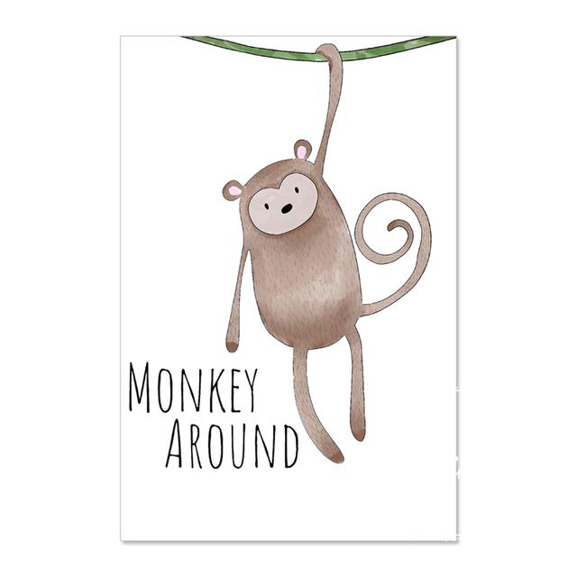 Folhas de decoração de animais, pôster de arte de parede, telas infantis, pinturas de quarto para berçário, impressões decorativas, pôsteres de parede sem moldura