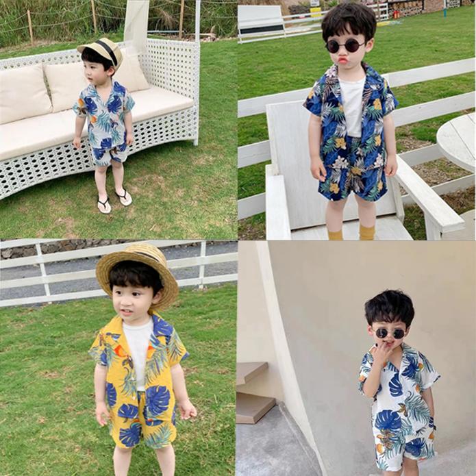 Handsome Boys Summer Clothes Children's Clothing Men's Small And Medium-sized Children's Shirt Korean Girls Short-sleeved Baby Clothes Beach