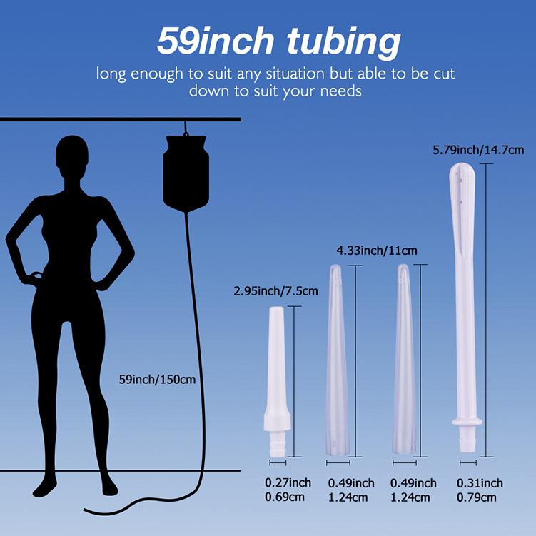 2L Silicone Home Enema Kit with 4 Nozzle Options for Intestinal Cleansing