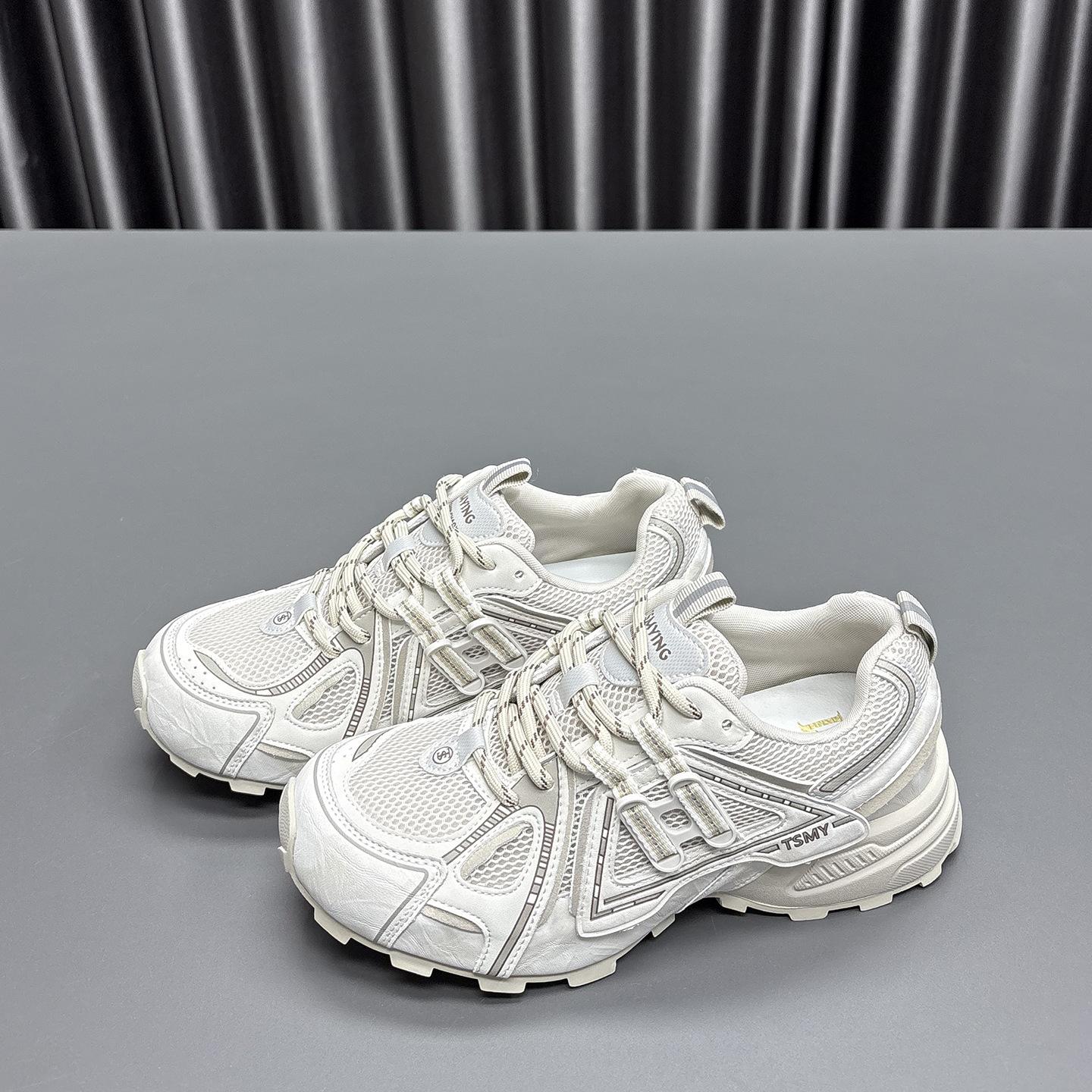 

Soft leather version~ mesh dad shoes girl 2025 autumn new round head muffin thick sole jogging casual sports shoes tide 35 хакі