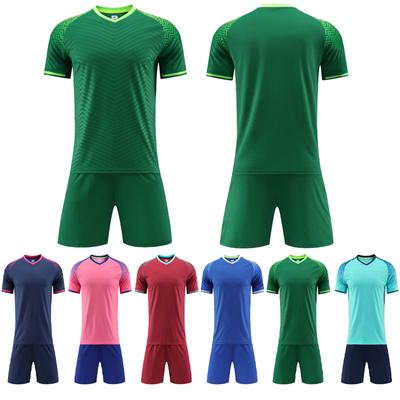 Men Short Sleeve Yellow Soccer Jersey Set  Football Uniform Green  Boy Soccer Shirt Kids Running Sport Jersey OEM