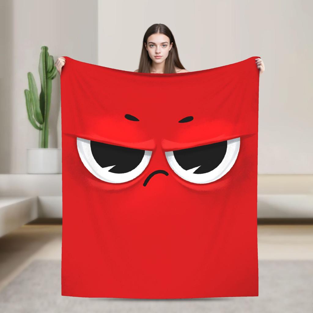 Warm Cozy Throw Blanket Plane Travel An Angry Face And Eyes Funny Meme Blankets Flannel Bedspread For Bedroom Sofa Bed Cover