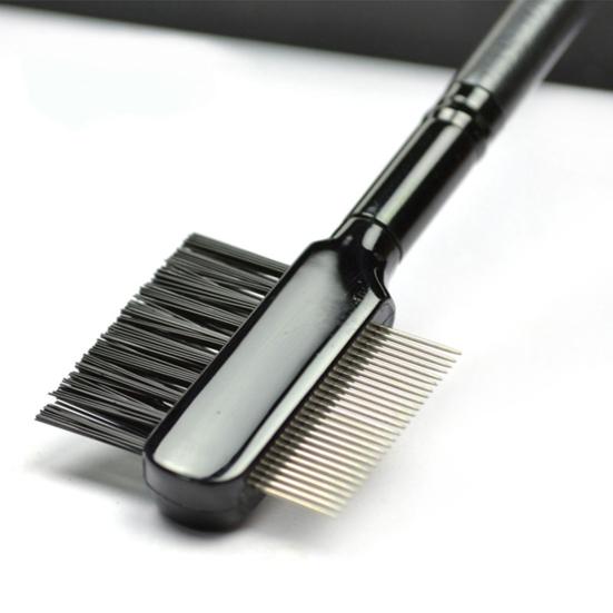 Double-head Eyebrow Brush with Steel Needle Comb Multi-purpose 2-In-1 Brow Styling Brush Portable Travel Women Makeup Grooming Tools