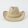New Hot Sale Curved Brim Hollow Denim Straw Hat, Painted Gradient Sun Beach Fedora, Summer Vacation Cap