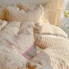 Cream Rose | Fairy Lace Thickened Milk Fleece Four-Piece Winter Rex Rabbit Fleece Fleece 1.8 Sheet