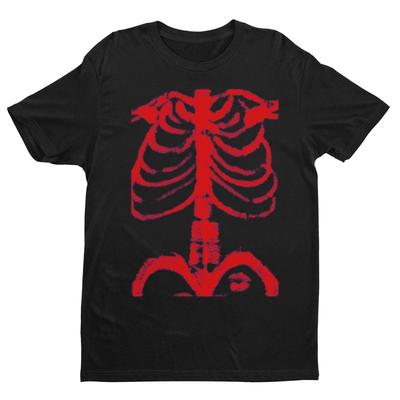 Red Skeleton Rib Cage T-Shirt, Grunge Punk Gothic Tee, Halloween Skeleton Shirt