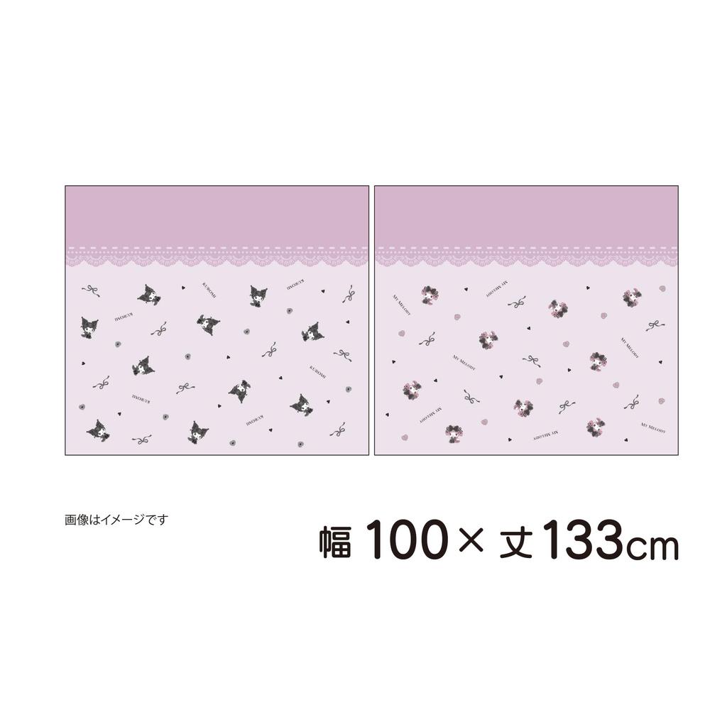 MORIPiLO Sanrio Lace Curtains Featuring My Melody and Kuromi Connecting Art 100x133cm Set of Cute Sanrio Midnight Makura No Morishita (Eba Pattern,
