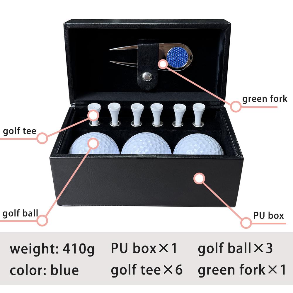 Luxusní kožený golfový dárkový set, Vlastní vysoce kvalitní značkovač jamky, Krabička na uložení golfových míčků a týček, Prémiový golfový suvenýr