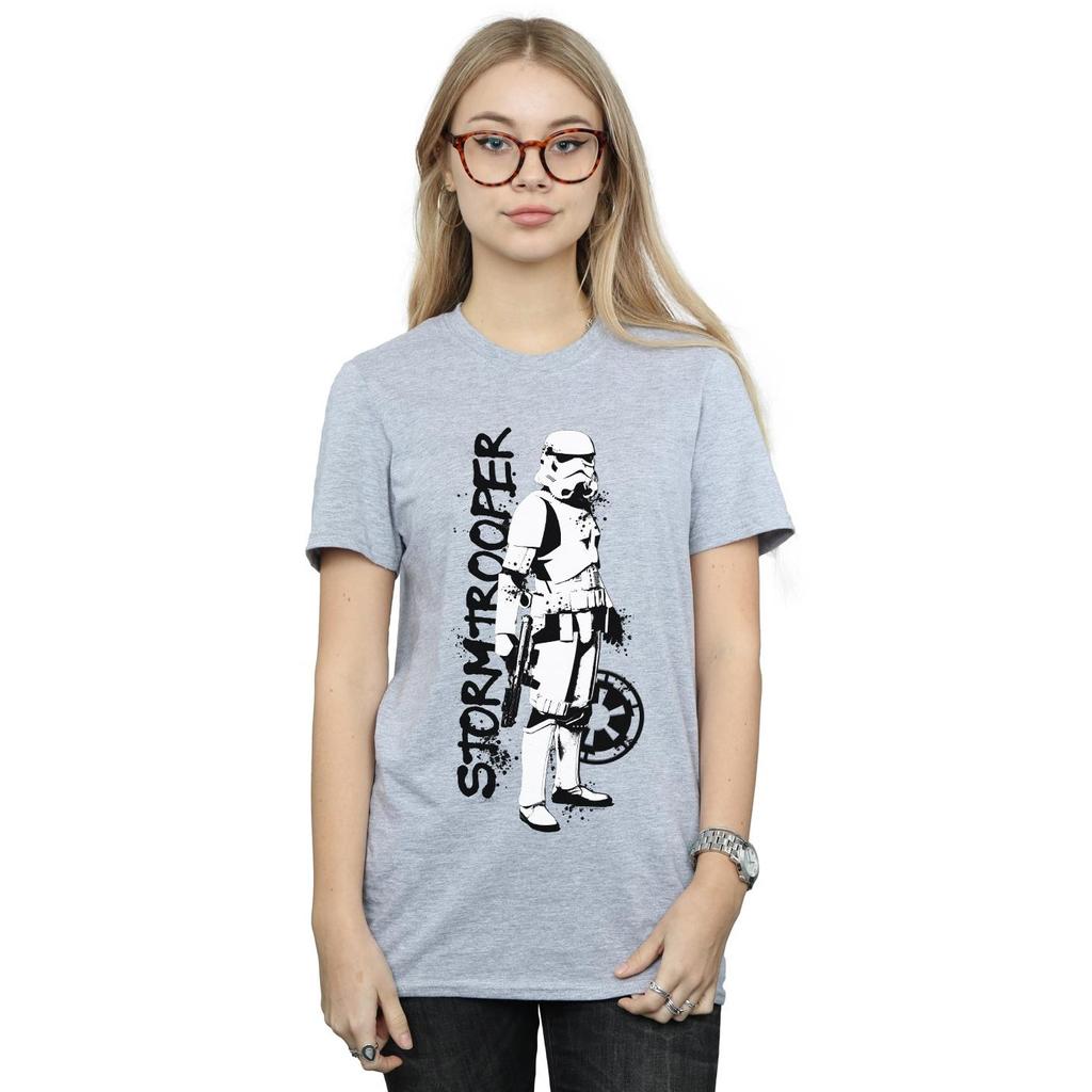 Star Wars Womens/Ladies The Mandalorian Splat Stormtrooper Cotton Boyfriend T-Shirt