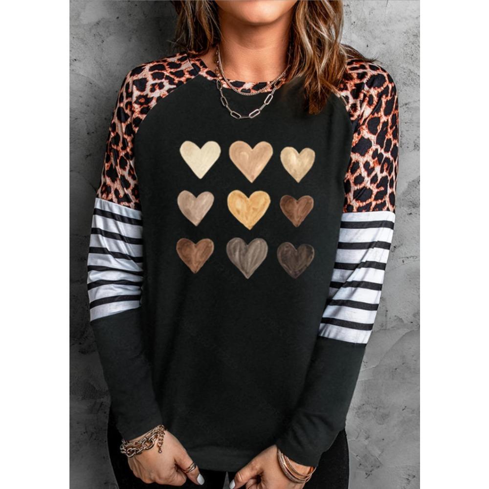 Valentinstag Übergröße Damen Bedrucktes Festival Langarm-T-Shirt