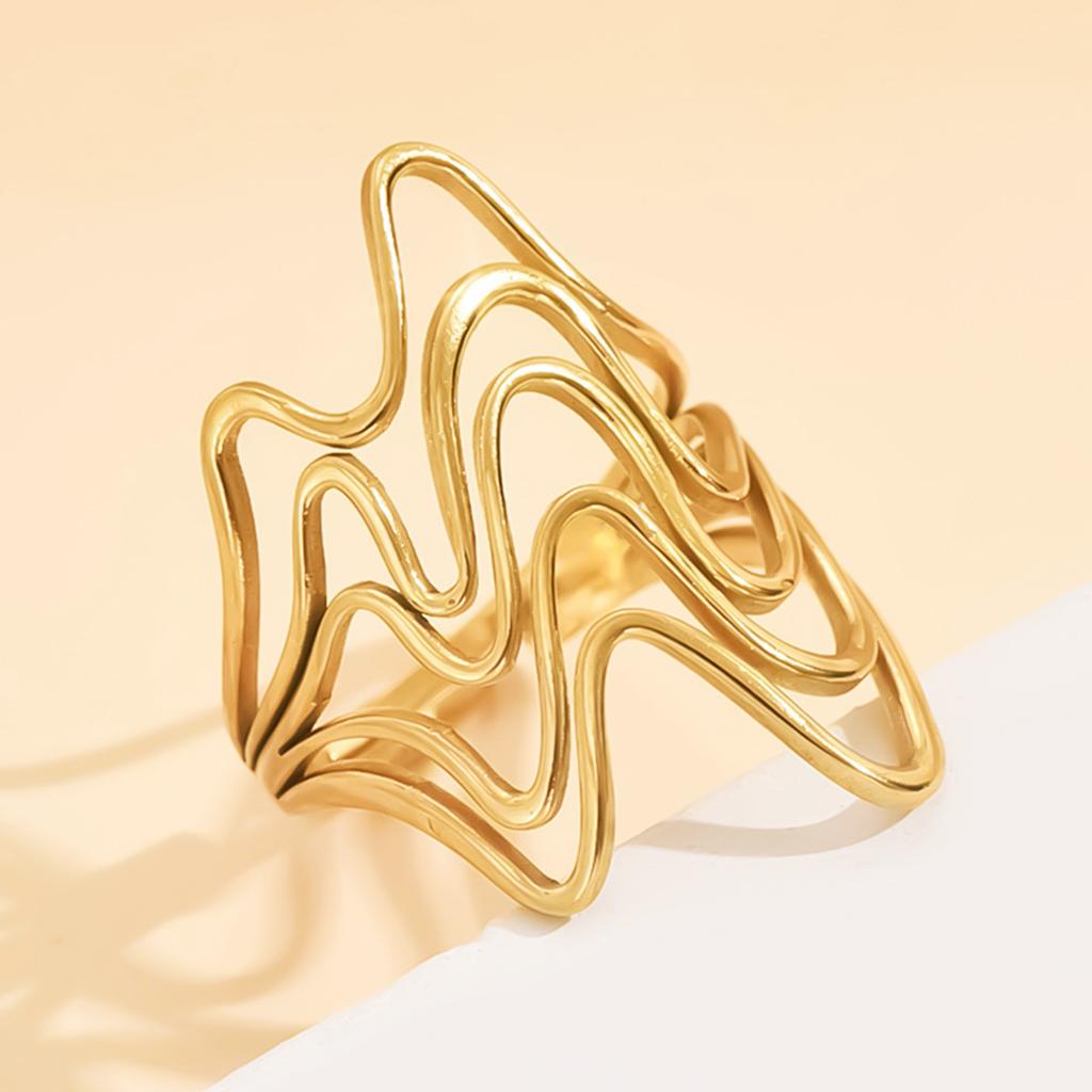 Stainless Steel Silver Color Rings for Women Punk Geometric Metal Irregular Chain Open Rings Hiphop Simple Jewelry Accessories