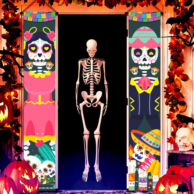 Mexický Den mrtvých Párty Dekorace Kupé Strašidelná Lebka Den Závěsná Vlajka Kupé Halloweenské Kupé Halloweenská Dekorace
