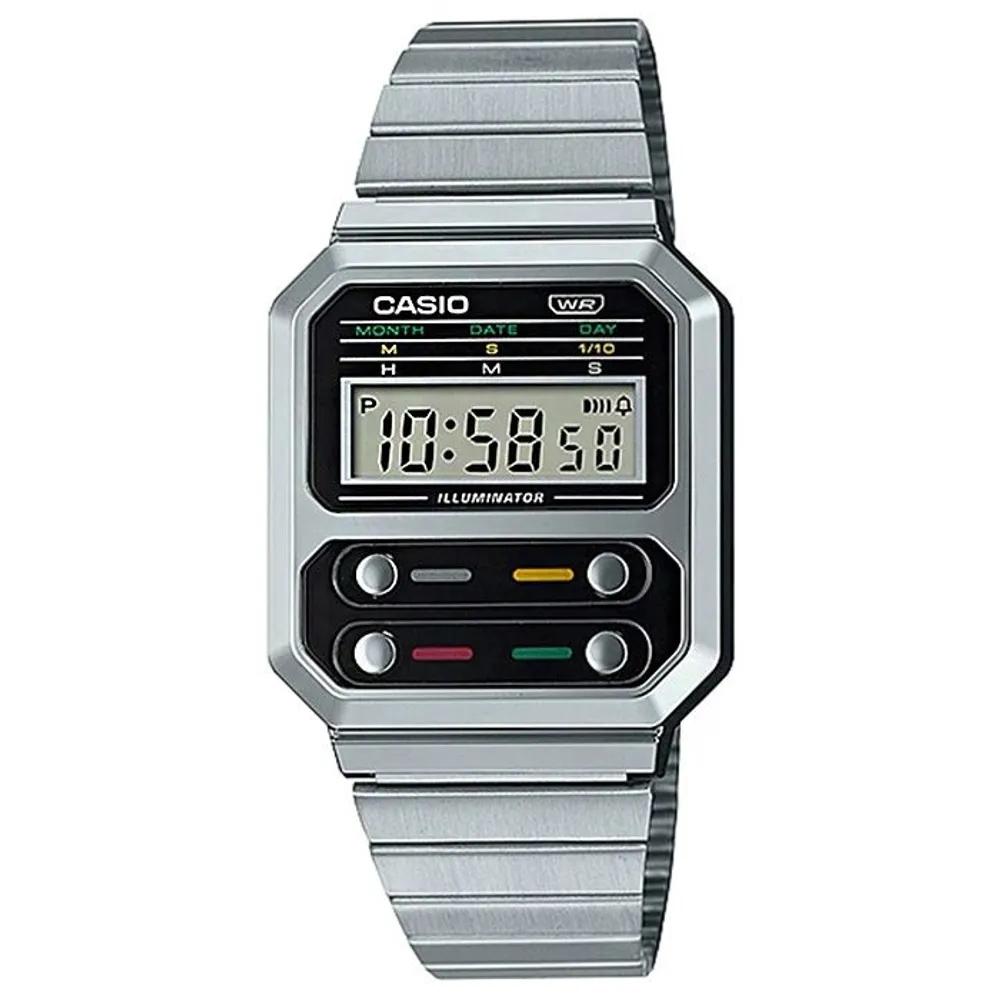 Cio A100WE-1A Vintage Retro Silver Digital Watch