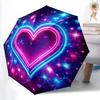 1pc Neon Heart Automatic Folding Umbrella - 8-Rib Durable Iron Frame, Compact Portable for Daily Travel Yy251205049