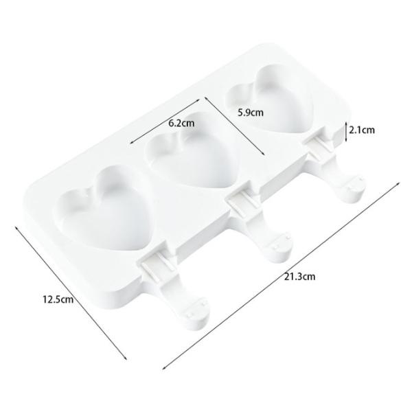 3/4 Hole Heart Shape Silicone Ice Cream Mold Stripe Popsicle Maker Ice Cube Tray Tool Reusable Ice Cream Molds