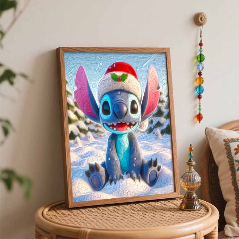 Disney Christmas Stitch DIY Painting Kit Classic Style Home Decor Craft Gift Idea Canvas Wall Art Winter Holiday Painting Set Painting