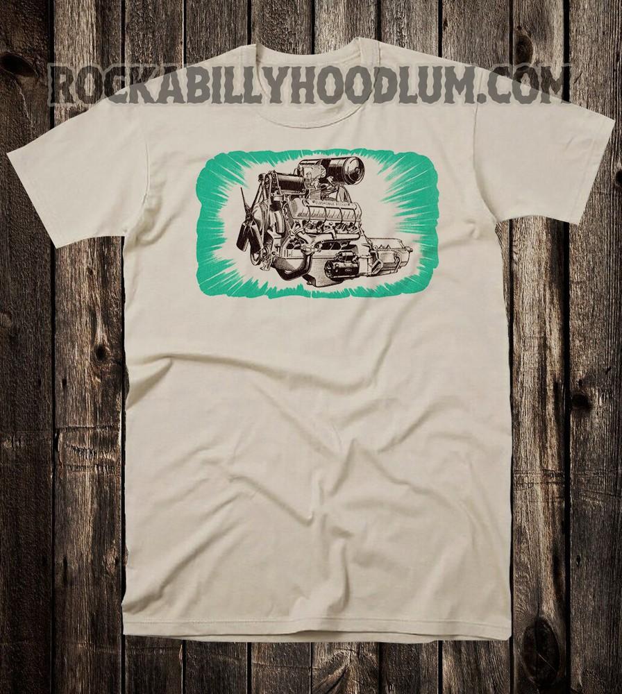 

Retro Hot Rod Tee T Shirt Drag Race Automotive Art 50 Olds Oldsmobile Engine M