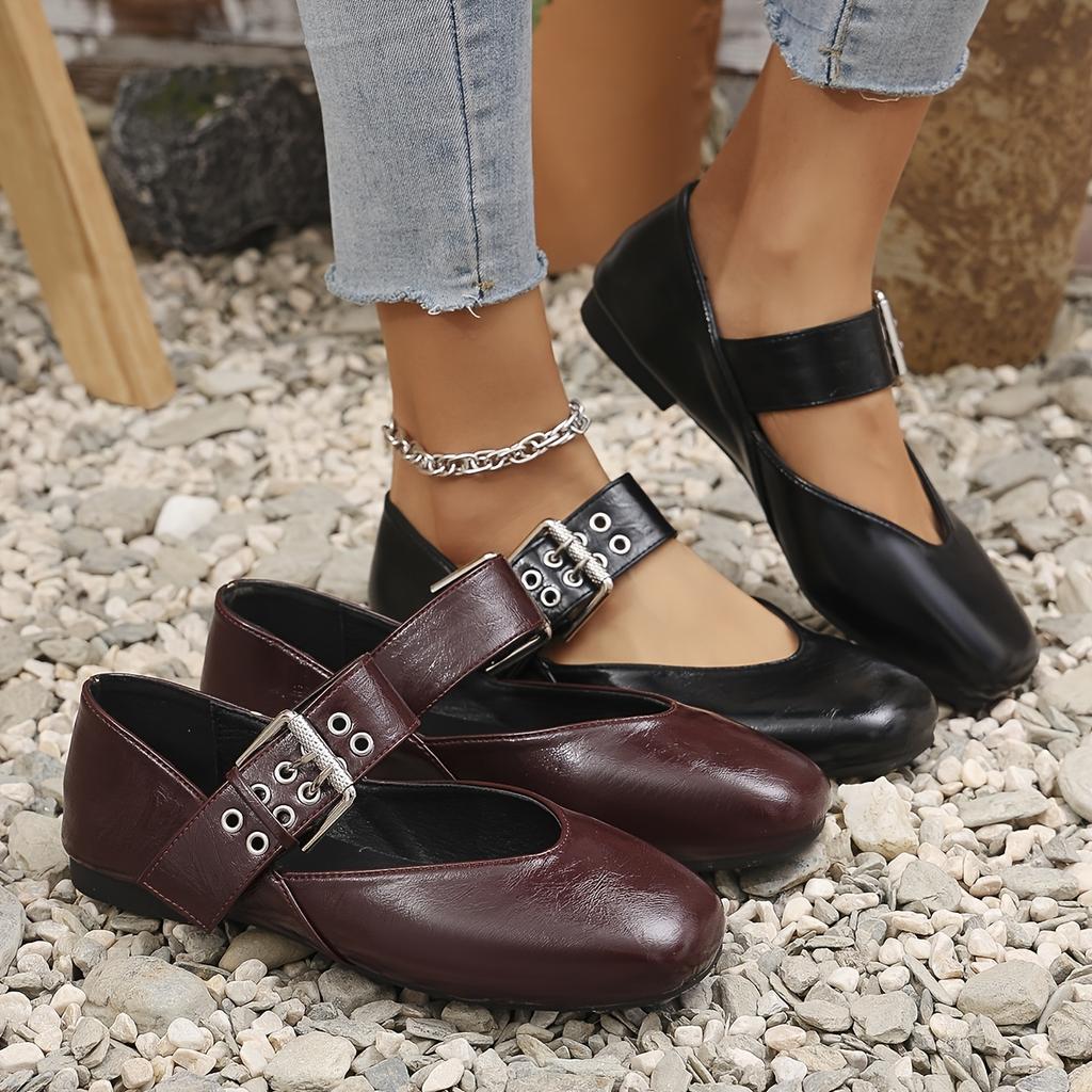 2025 New French-Style Women's Low-Cut Platform Ballet Flats with Straight-Strap Design