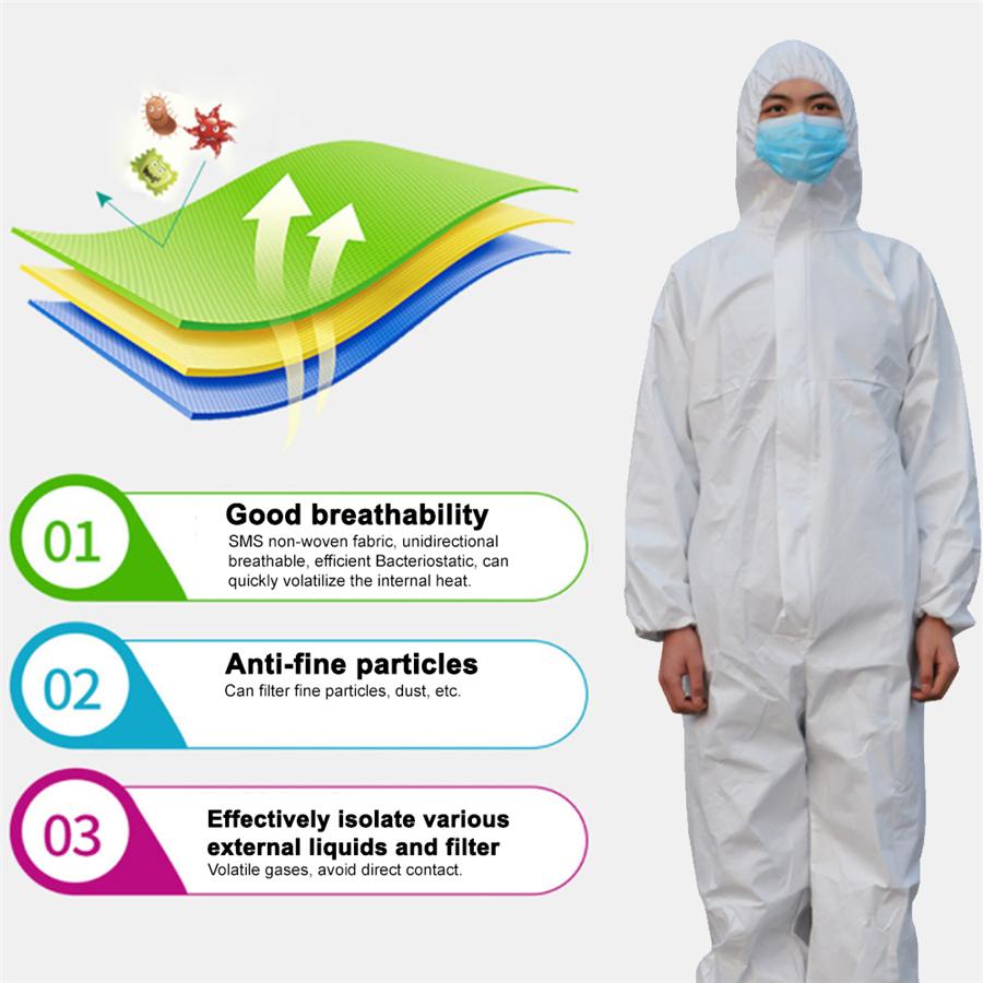 2 Stück Hazmat-Anzug Verdicktes SMS Anti-Virus Schutzkleidung Sicherheits-Overall Isolation Einweg
