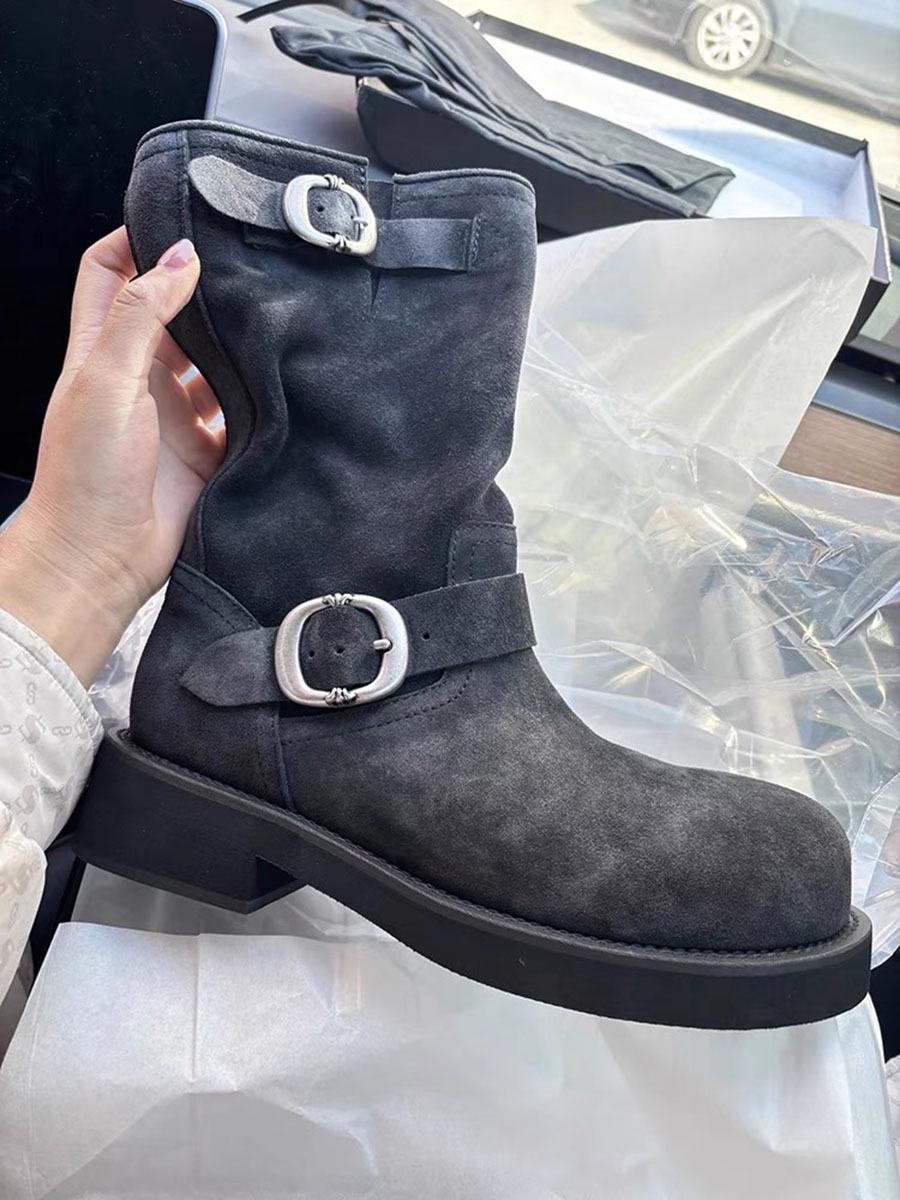 

Кожаные ботинки Martin с круглой подошвой на платформе, ковбойские сапоги в стиле вестерн, женские универсальные ботинки с пряжкой на ремне, средние ботинки, короткие ботинки Tide 40