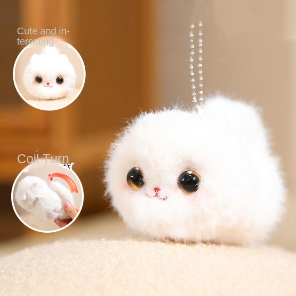 

Plush Material Rolling Little Cat Plush Doll Rotating Tail Rolling Cat Children s Toy белый