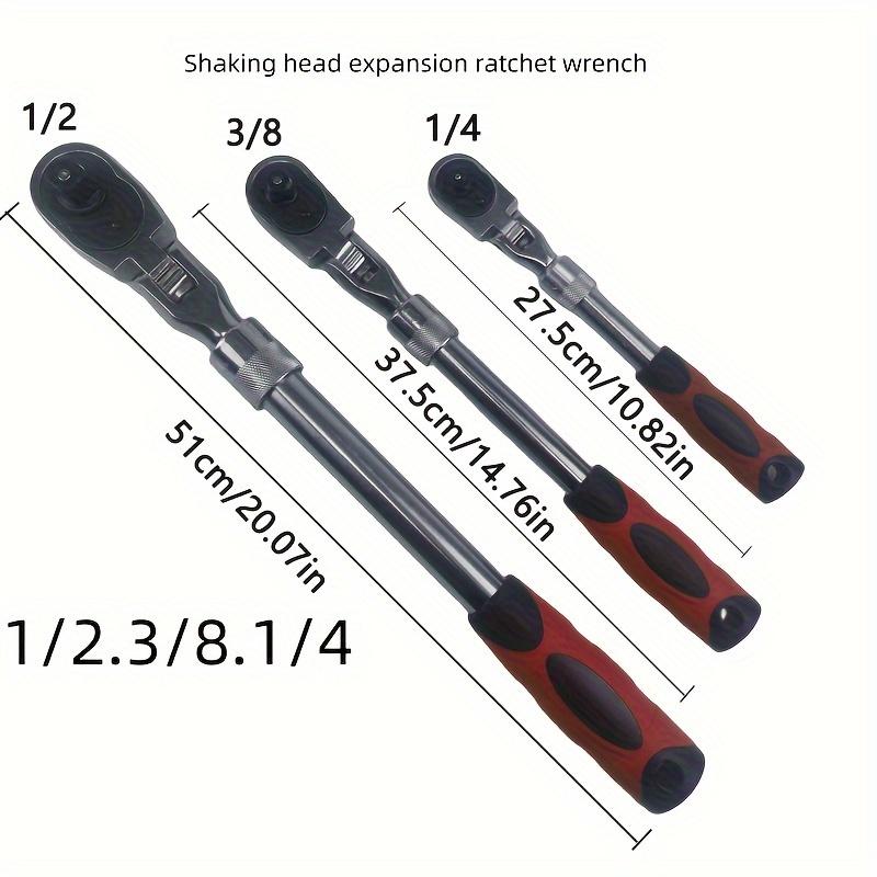 Telescopic Shaking Head Quick Ratchet Wrench 1/4 3/8 1/2 Quick Release Movable Head Chromium Molybdenum Steel Multifunctional Professional Repair