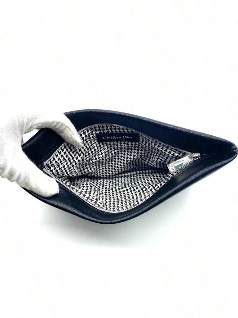 Dior Bolsa de Maquillaje Cosmética de Cuero Negro