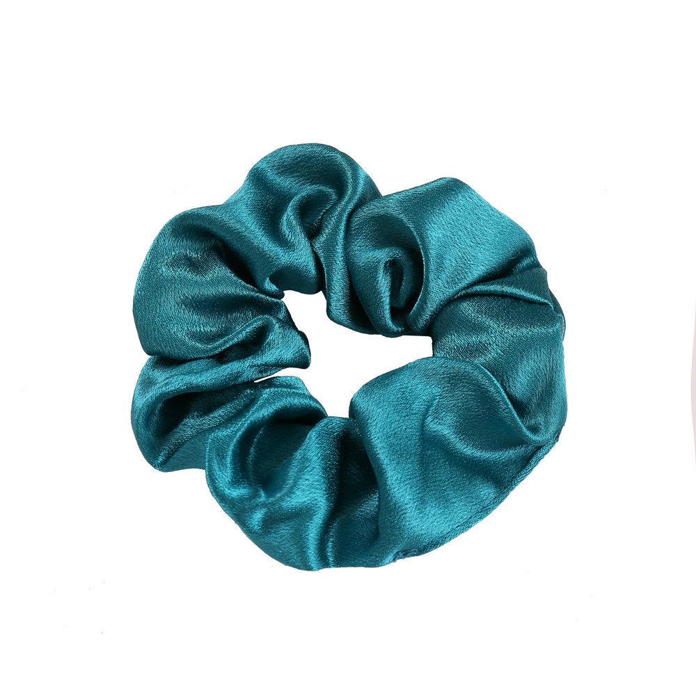 Silk Satin Retro French Scrunchie - Large Solid Color Hair Accessory for Women