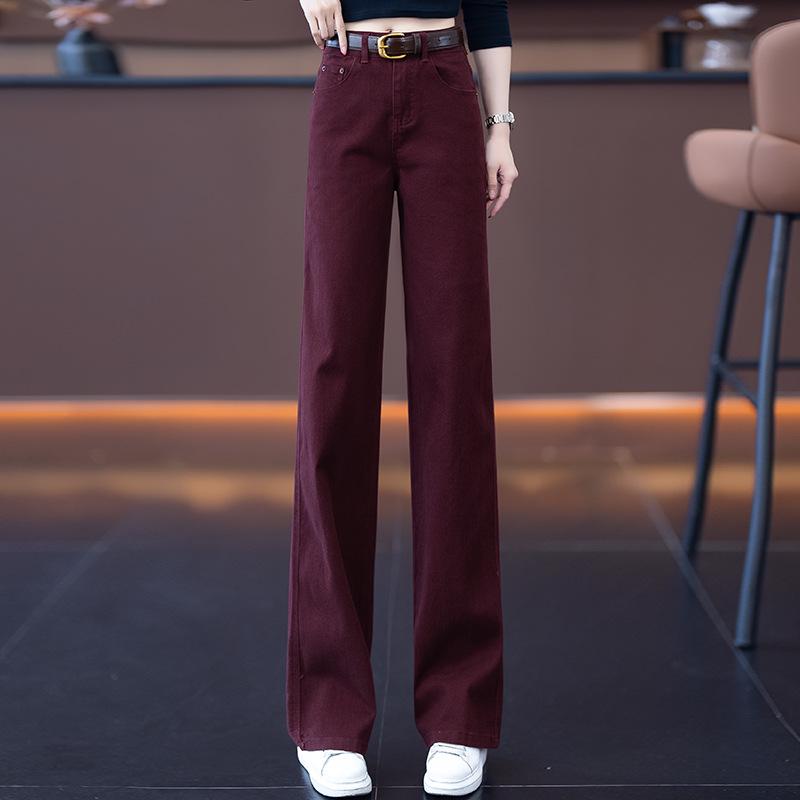 

Осень 2025 Бежевые женские брюки с завышенной талией, стройнящие, прямого кроя 4XL