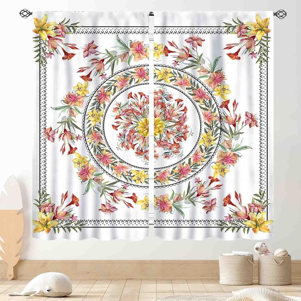 Hippie Mandala Vorhänge, Indisches Medaillon Trippy Boho Paisley Ästhetische Kunst Dekoration Bunte Orange Fensterbehandlung Für