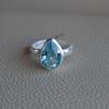 Natural Blue Topaz Ring, Handmade 925 Sterling Silver Ring, Teardrop Topaz Ring, Gift for Mother, December Birthstone, Promise Ring